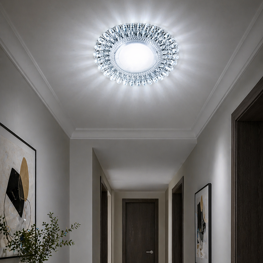LED спот ORBITA, 5W, кръгъл, студена светлина + RGB, бял, смола и стъкло