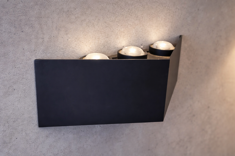 Външна и вътрешна LED стенна лампа, 4 източника x 1W, IP65, ABS, черна, 3000K