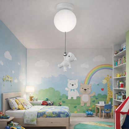 LED полилей URSULETI CP210 Globe 15 см, височина 47 см, 1xE27, окачен, метал и акрил
