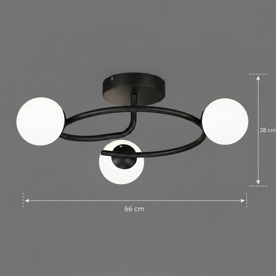 LED и кристален полилей ORBIT, 66cm, 3xE27, Globes, Черен