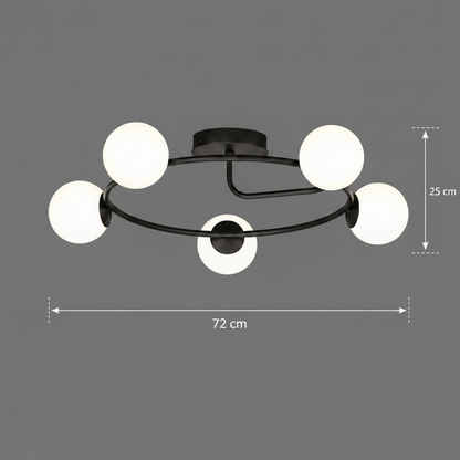 LED и кристален полилей ORBIT, 72cm, 5xE27, Globes, Черен