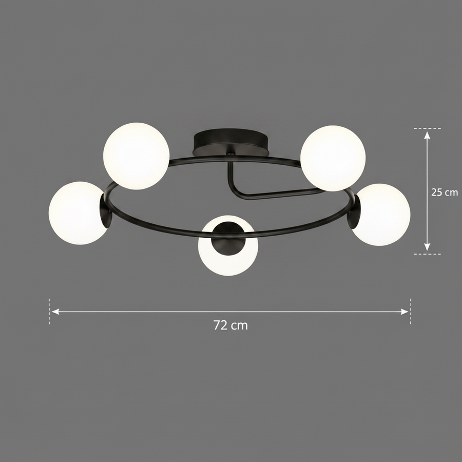 LED и кристален полилей ORBIT, 72cm, 5xE27, Globes, Черен