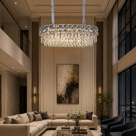 Кристален полилей LUCENT Regalis 28xE14, 85x35 см, злато, регулируема височина, метал и кристал Кристални полилеи Заглавие по подразбиране Alessandro Design