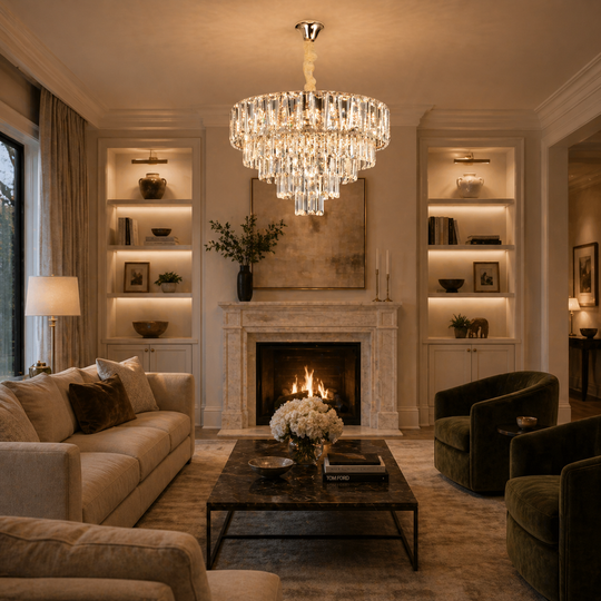 Кристален полилей VALMONT Eleganza 8xE14, D50 см, злато, регулируема височина, метал и кристал Кристални полилеи Заглавие по подразбиране Alessandro Design