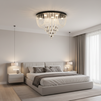Crystal MAGE Nobile LED полилей, 22 W, топла/неутрална/студена светлина, диаметър 40 см, блестящ хром