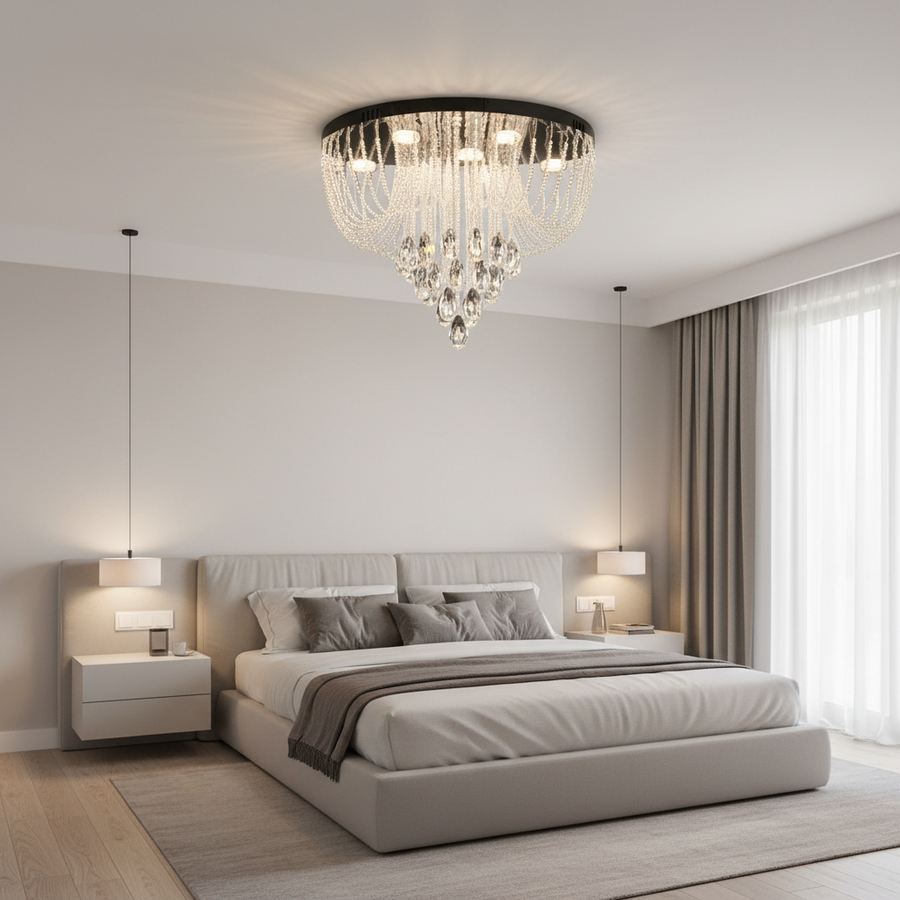 Crystal MAGE Nobile LED полилей, 22 W, топла/неутрална/студена светлина, диаметър 40 см, блестящ хром