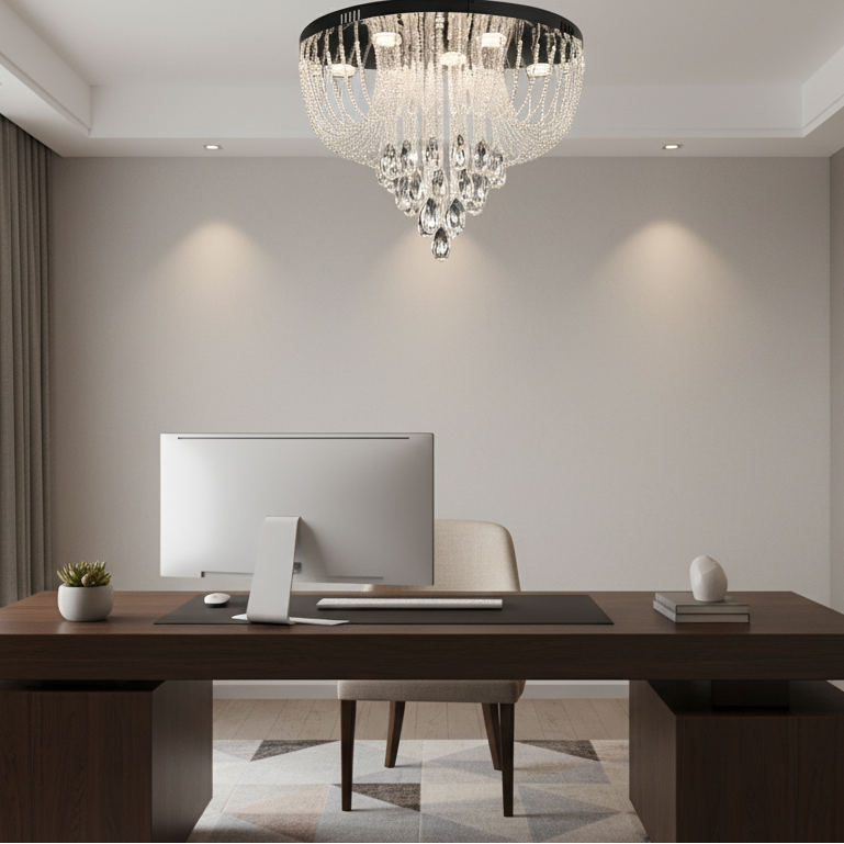 Crystal MAGE Nobile LED полилей, 22 W, топла/неутрална/студена светлина, диаметър 40 см, блестящ хром