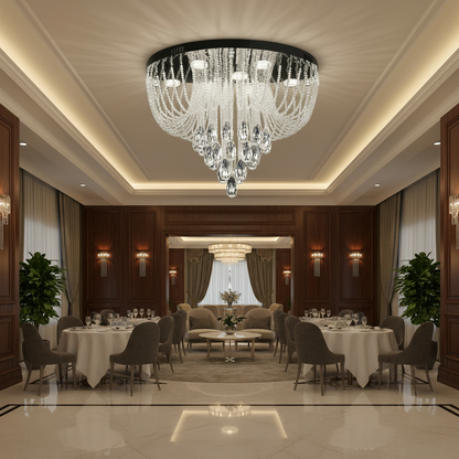 MAGE Crystal LED полилей Eleganza, 26W, топла/неутрална/студена светлина, диаметър 50 см, блестящ хром