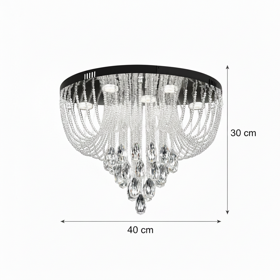 Crystal MAGE Nobile LED полилей, 22 W, топла/неутрална/студена светлина, диаметър 40 см, блестящ хром