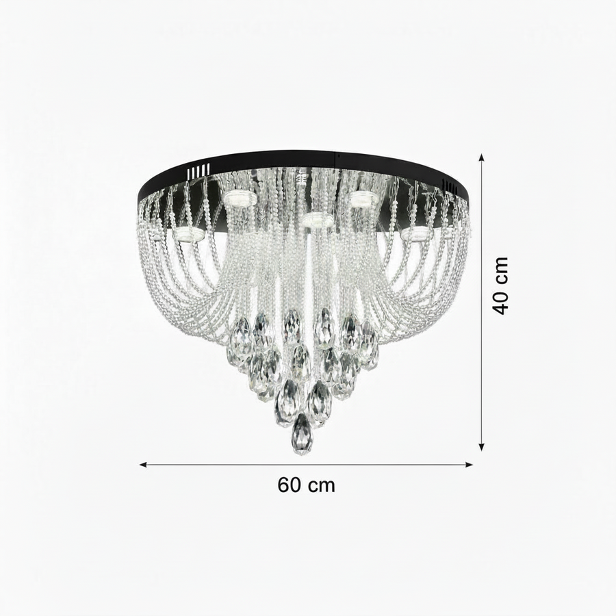 MAGE Crystal LED полилей Eleganza, 26W, топла/неутрална/студена светлина, диаметър 50 см, блестящ хром