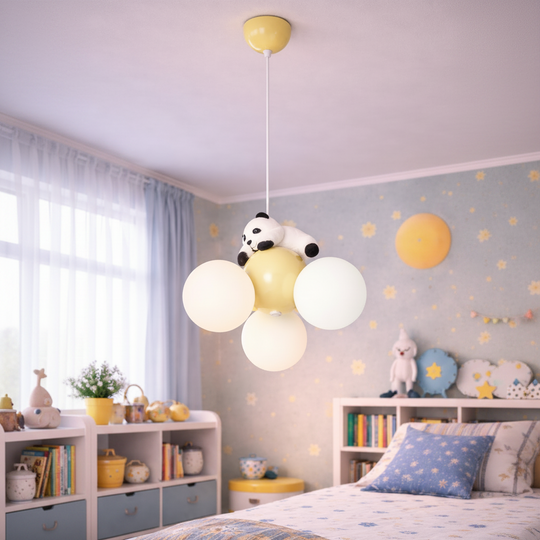 Полилей PANDA, 3xG9, D30 см, метална смола, бяло злато Детски полилеи Заглавие по подразбиране Alessandro Design