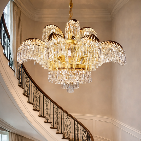Кристален полилей PALACE Imperio, 15 рамена, 22xG9, D98 см, лъскаво злато, регулируема височина, метални и кристални Кристални полилеи Заглавие по подразбиране Alessandro Design