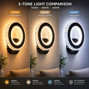 NOVA Rotonda LED стенна лампа, 16W, черна и неръждаема стомана, топла/студена/неутрална светлина
