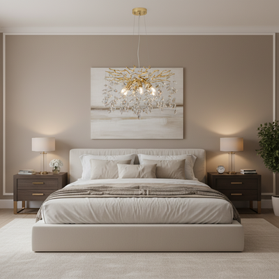 Кристален полилей LEAF Elegance, Φ50см, 6xE14, злато, метал и кристал