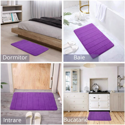 Комплект от 3 постелки за баня, 50x40 см, сини, неплъзгащи се