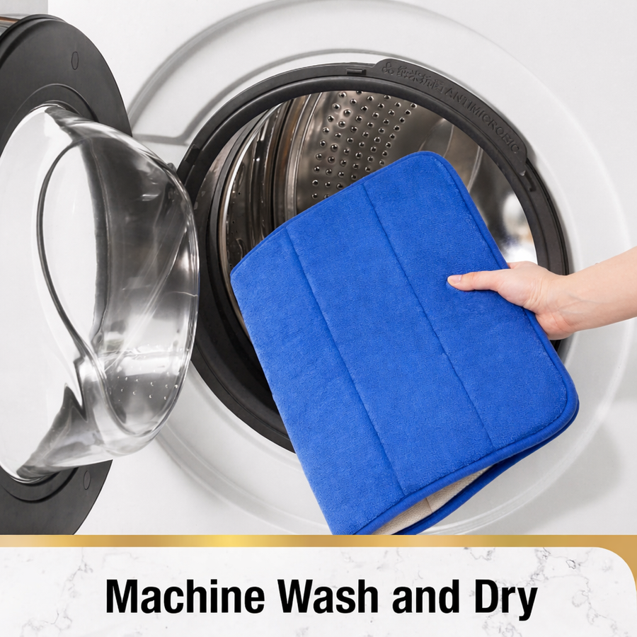 Комплект от 3 постелки за баня, 50x40 см, сини, неплъзгащи се