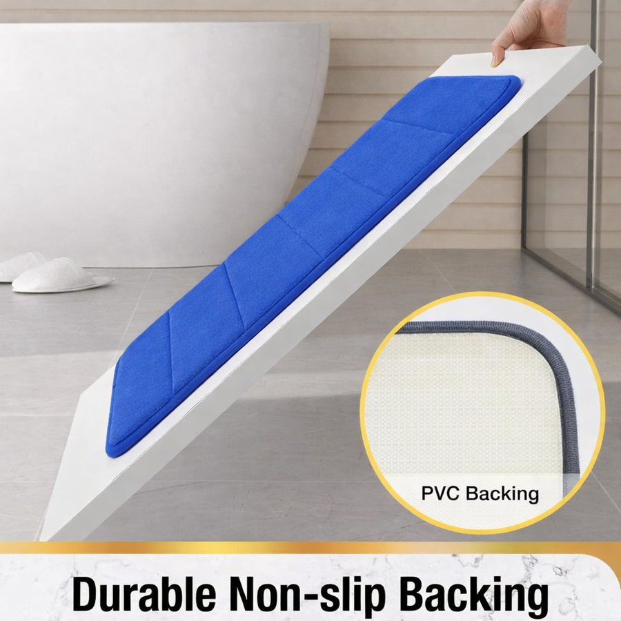 Комплект от 3 постелки за баня, 50x40 см, сини, неплъзгащи се