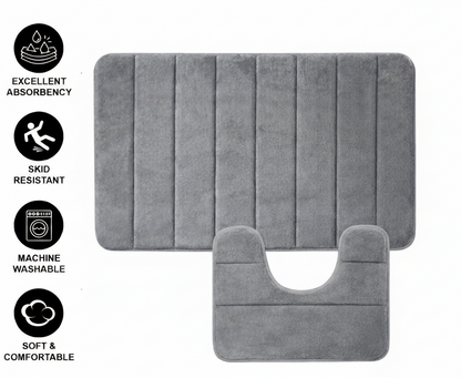 Комплект от 3 постелки за баня, 50x40 см, сини, неплъзгащи се