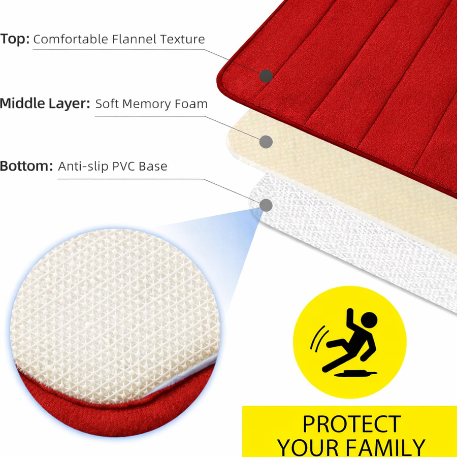 Комплект от 3 постелки за баня, 50x40 см, сини, неплъзгащи се