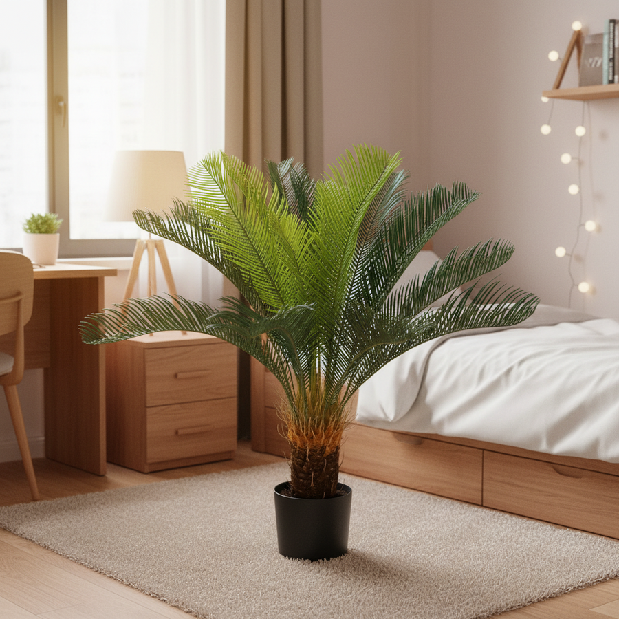 Decorațiune Palmier, Plastic, 24 frunze, 85 cm, Verde