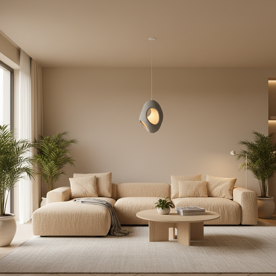 FOAMER Magno Modern Chandelier, 57 см, окачен, 1 X E27, сив, метал и пяна, регулируема височина