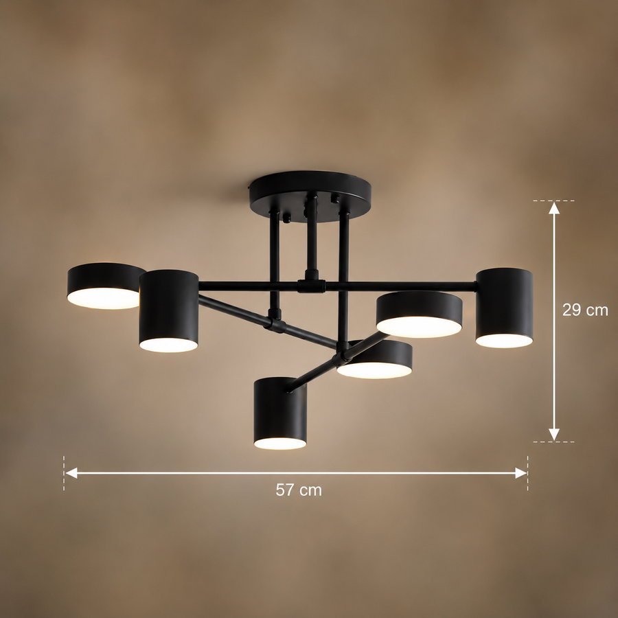 LED LED Galios 72W, 6 предмета, студена/гореща/неутрална светлина, черна