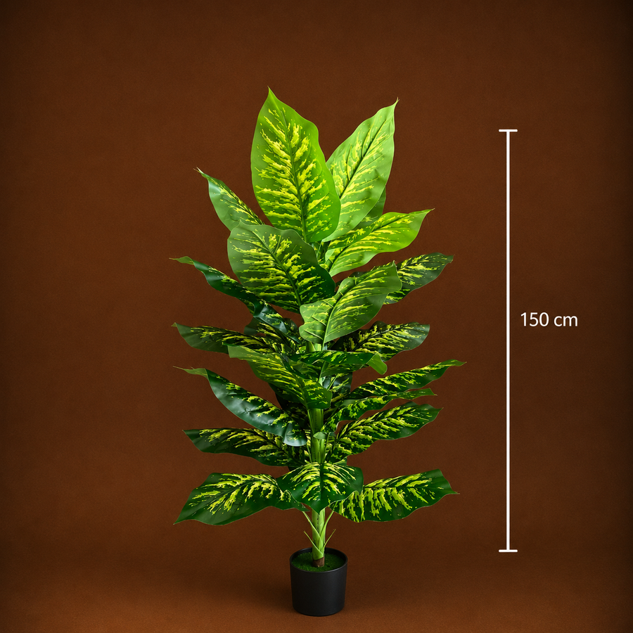 Decorațiune Dieffenbachia, Plastic, 150 cm, Verde
