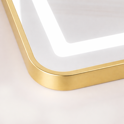 Правоъгълно LED огледало, златиста рамка, 50x160 см, димируемо, студена/топла/неутрална светлина, облекло Couture