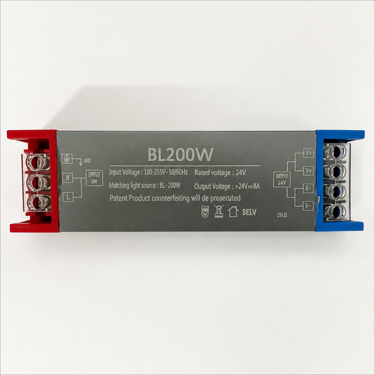 LED захранване 24V, 14.5x2.5x4 см, мед и алуминий, черно