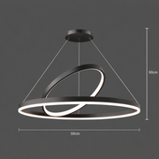 LED окачен полилей PAGANO 47W, 3000K, 2 кръга, черен, регулируема височина