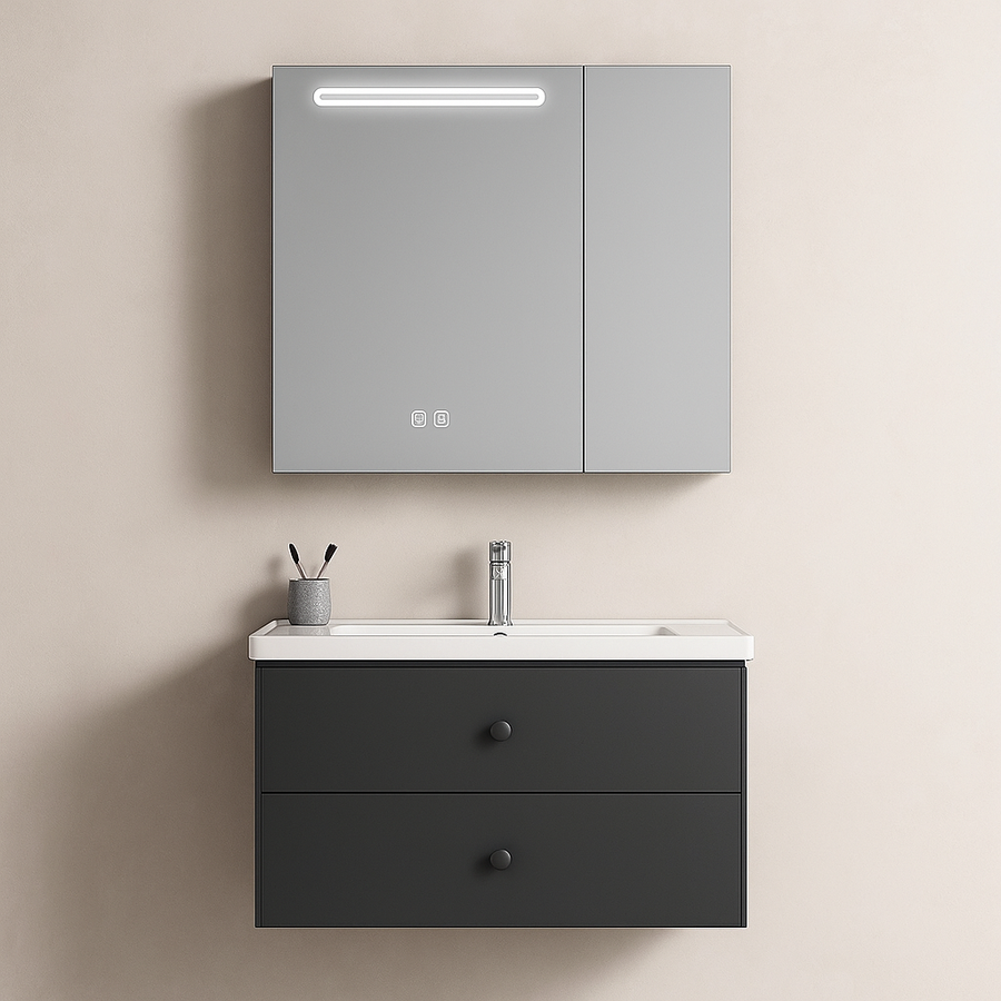 Ingrid шкаф с LED огледало DBP123 80x70 бяло