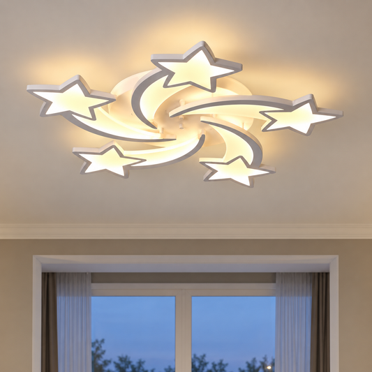 LED полилей с дистанционно IPOMOEA 85W, 5 звезди, студена/топла/неутрална светлина, димируем, бял, метал и акрил