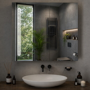 LED огледало с шкаф PLANO 80x70 см Бял сензорен сензор и място за съхранение