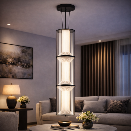 Окачен LED полилей с дистанционно управление 78W, Orin, 3 елемента, регулируема височина, топла/студена/неутрална светлина, бял, метален LED полилей с дистанционно управление Заглавие по подразбиране Alessandro Design