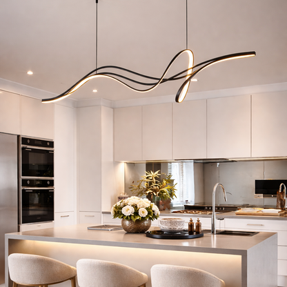 LED похот, окачена с Infinity Halo 138W дистанционно управление, студена/гореща/неутрална светлина, нестабилна, черна, регулируема височина