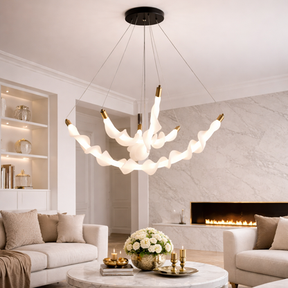 Окачен акрилен LED полилей LT760/3GD, 28W, топла/неутрална/студена светлина 3000/4000/6000K, бял, регулируема височина, метал и акрил