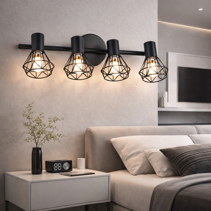 Полилей с абажур, GRACIE, LC365/4BK, диамант, 4xE14, черен, метал