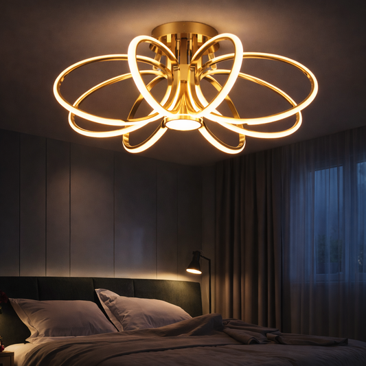 LED полилей с дистанционно управление LT771/500GD, 25W, топла/студена/неутрална светлина 3000K/4000K/6000K, димируем, злато, метал и силикон