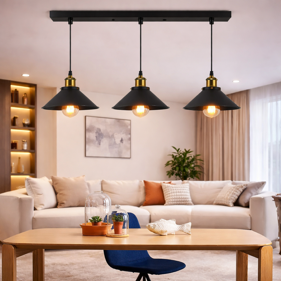 Висящ полилей, LV210/3L, 3*E27, кафяв, метал и тел, регулируема височина