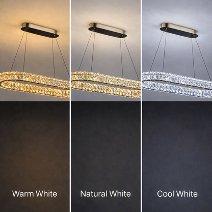 LED полилей LLC130/1CH, кристал и метал, 31 W, 1 кръг, възможност за димиране, регулируема височина, студена/топла/неутрална светлина, луксозно осветление