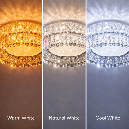 LED полилей LLC130/1CH, кристал и метал, 31 W, 1 кръг, възможност за димиране, регулируема височина, студена/топла/неутрална светлина, луксозно осветление