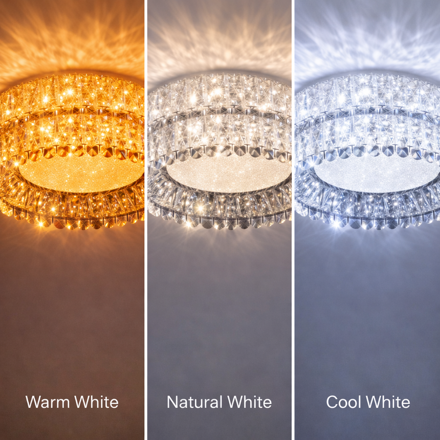 LED полилей LLC130/1CH, кристал и метал, 31 W, 1 кръг, възможност за димиране, регулируема височина, студена/топла/неутрална светлина, луксозно осветление