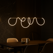 DIVINO Златен LED полилей 96W с гъвкава силиконова тръба, 150cm - Регулируема светлина 3000K/4000K/6000K