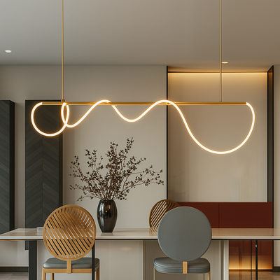 DIVINO LED полилей с гъвкава силиконова тръба - 62W, регулируема светлина, злато