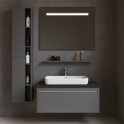 Комплект мебели Annelise с LED огледало, гардероб PV0017T/60 сив