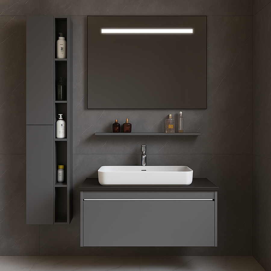 Комплект мебели Annelise с LED огледало, гардероб PV0017T/60 сив