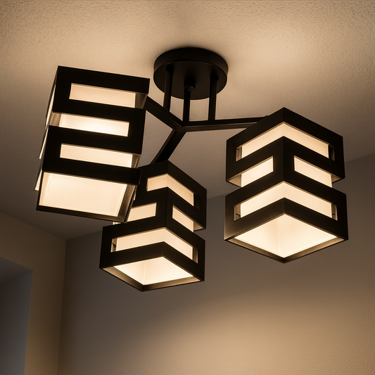 Похот Ванжа с квадратна лампа, 3 x Dulie E27 White / Black