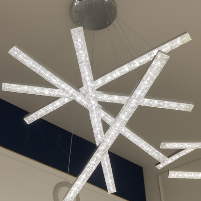 LED похот, окачена с дистанционно управление и Crystal Liboria 64W, студена/гореща/неутрална светлина, нестабилна, лъскава хром