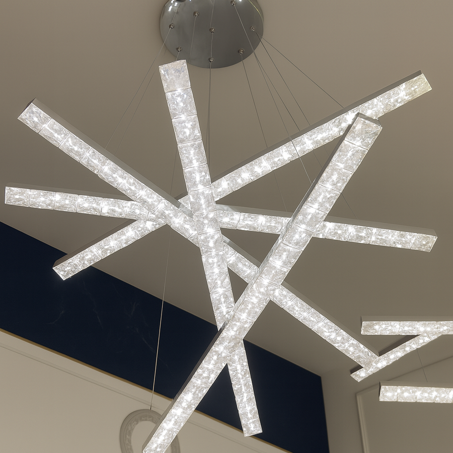 LED похот, окачена с дистанционно управление и Crystal Liboria 64W, студена/гореща/неутрална светлина, нестабилна, лъскава хром