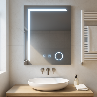Правоъгълно светодиодно огледало, 60x80cm, linea touch, система за дефиниране, подразбиращ се